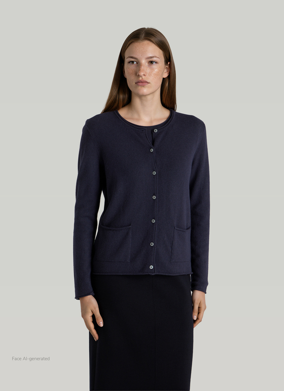 Strickjacke 1/1 Arm Navy Frontansicht