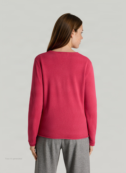 Strickjacke 1/1 Arm, Peony Red Rückansicht