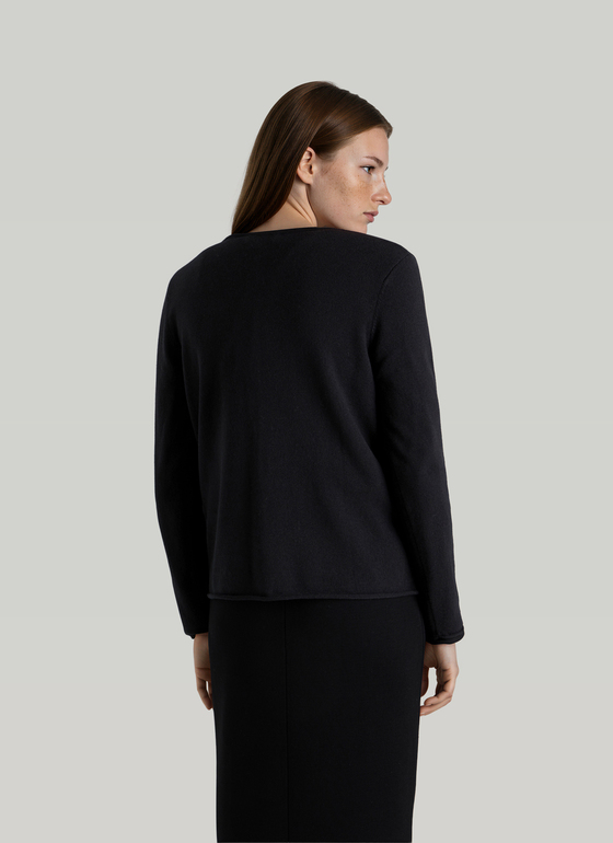 Strickjacke 1/1 Arm Black Frontansicht