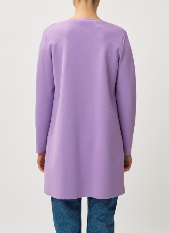 Strickjacke lang, 1/1 Arm, 3/4 Arm Purple Cream Frontansicht