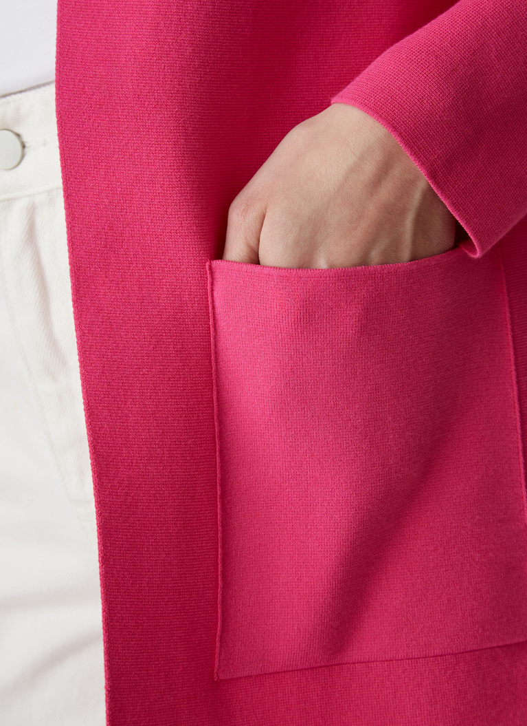 Strickjacke lang, 1/1 Arm, 3/4 Arm, Flush Pink Detailansicht 2