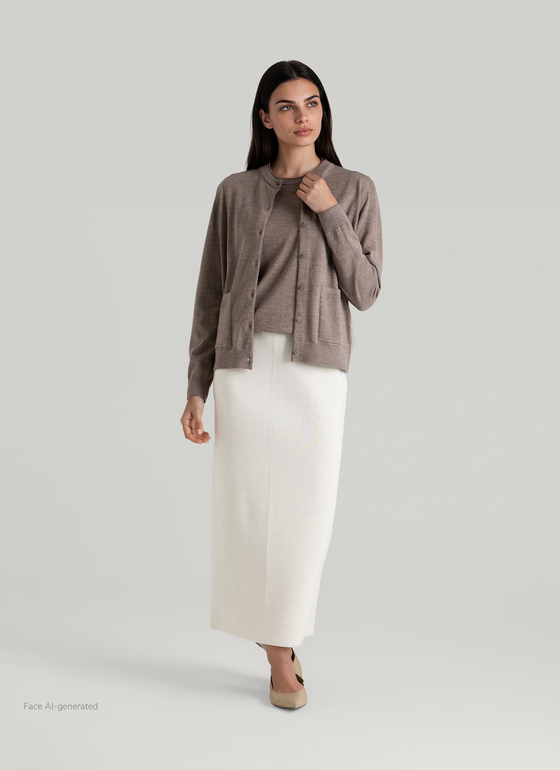 Strickjacke Knopf 1/1 Arm Brownie Frontansicht