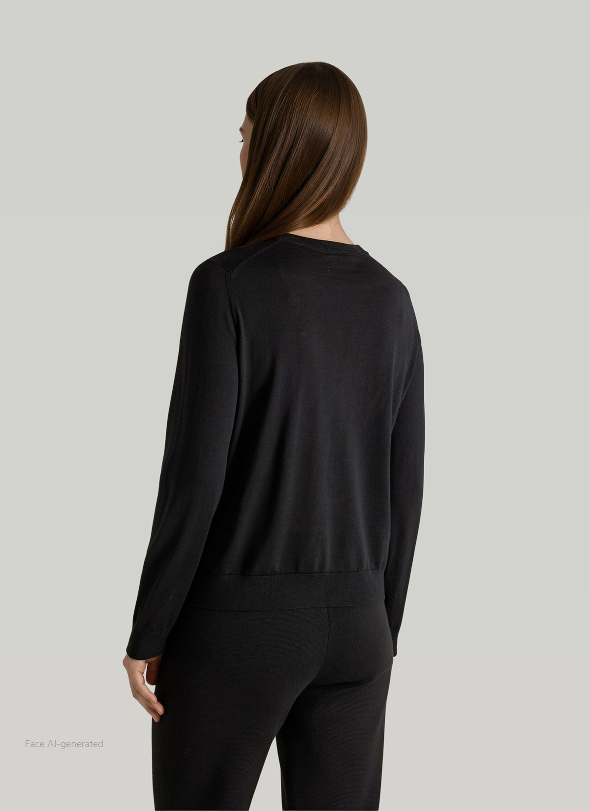Strickjacke Knopf 1/1 Arm, Black Rückansicht