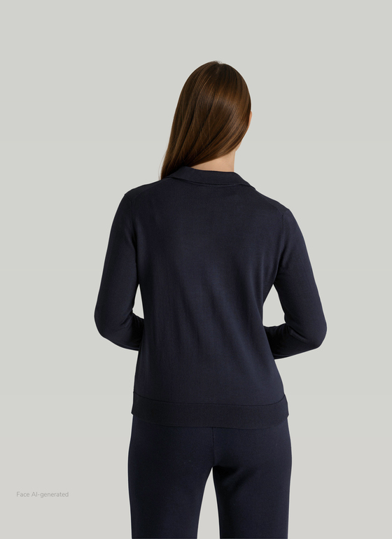 Strickjacke Knopf 1/1 Arm Navy Frontansicht