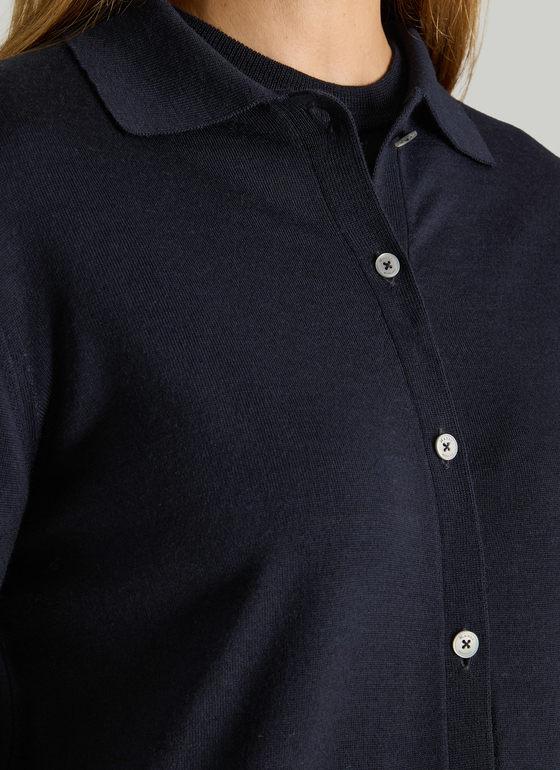 Strickjacke Knopf 1/1 Arm Navy Frontansicht