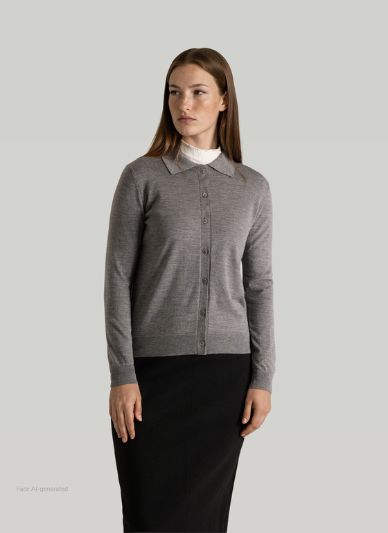 Strickjacke Knopf 1/1 Arm Shark Skin Frontansicht