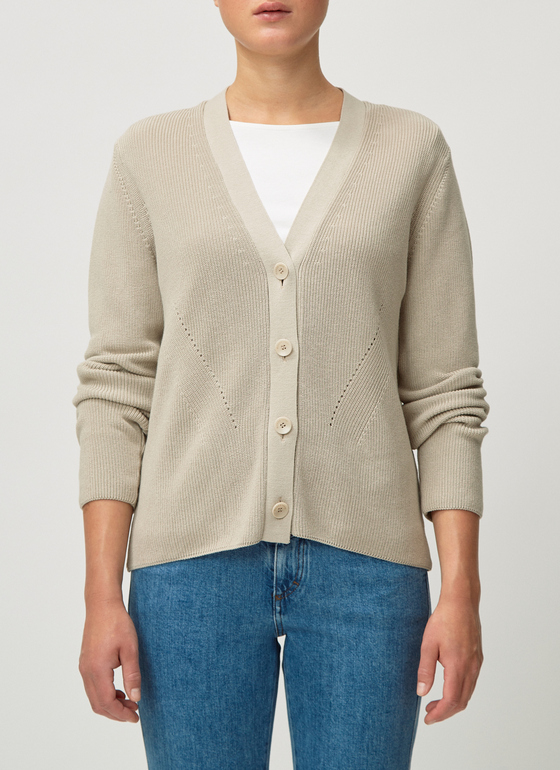 Strick Cardigan 1/1 Arm Beige Frontansicht