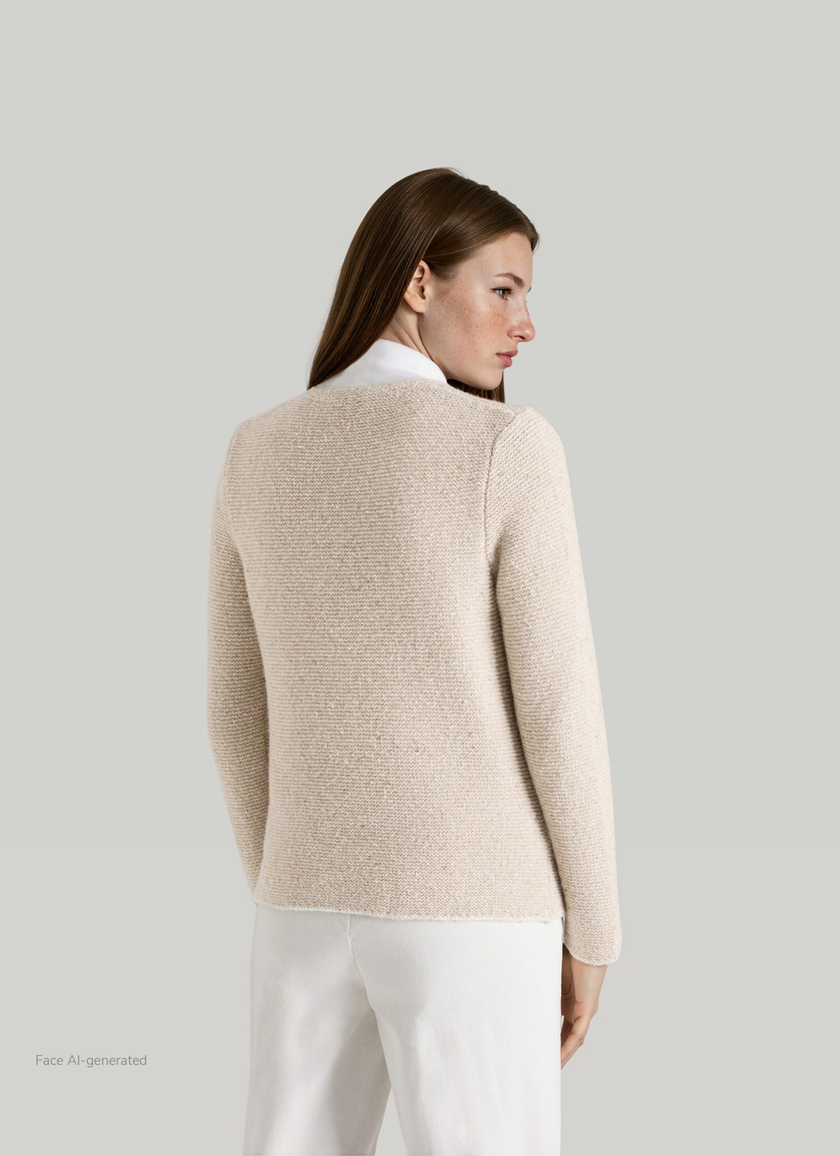 Strickjacke 1/1 Arm, Frosted Dune Rückansicht