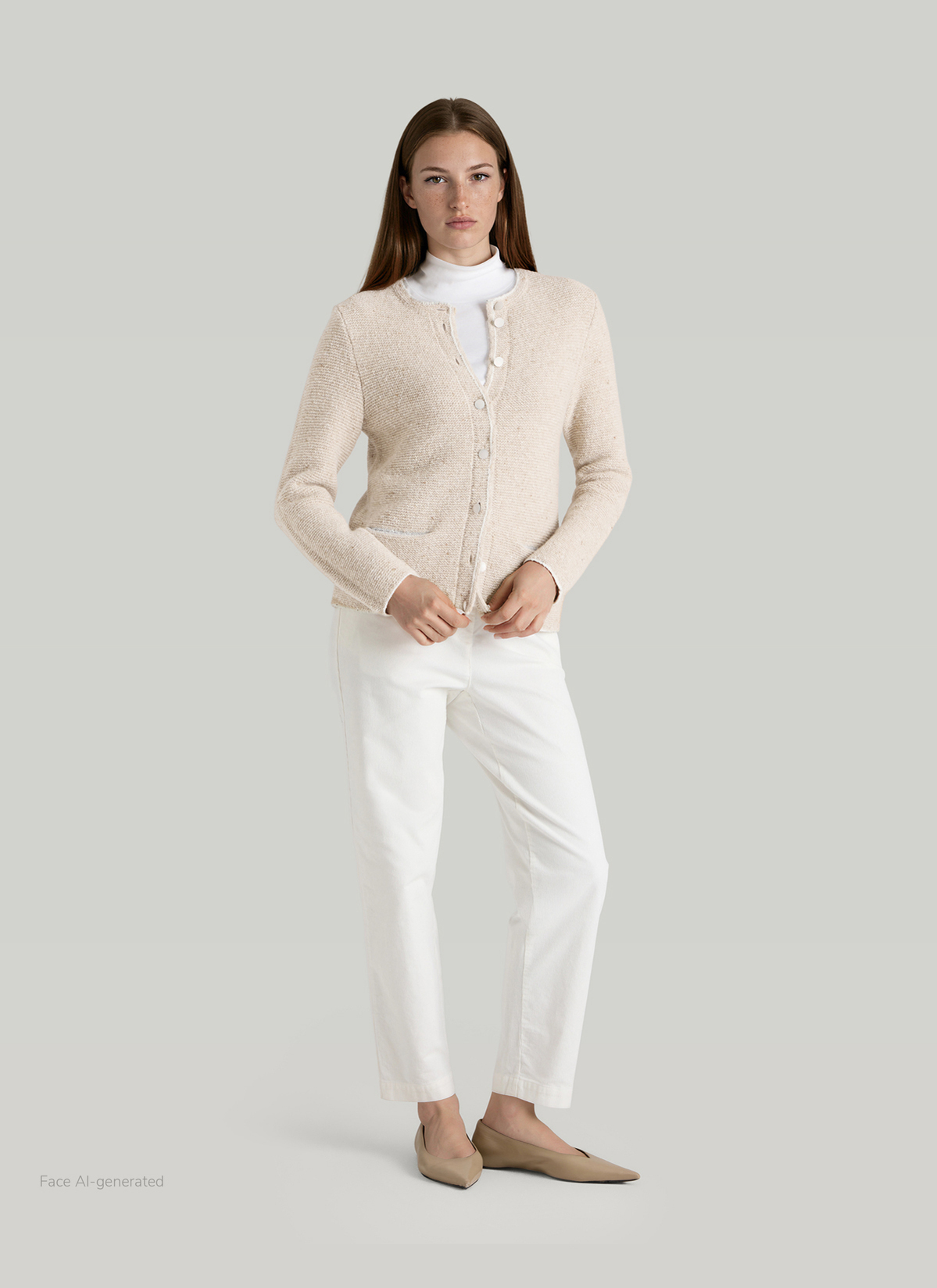 Strickjacke 1/1 Arm, Frosted Dune Detailansicht 2