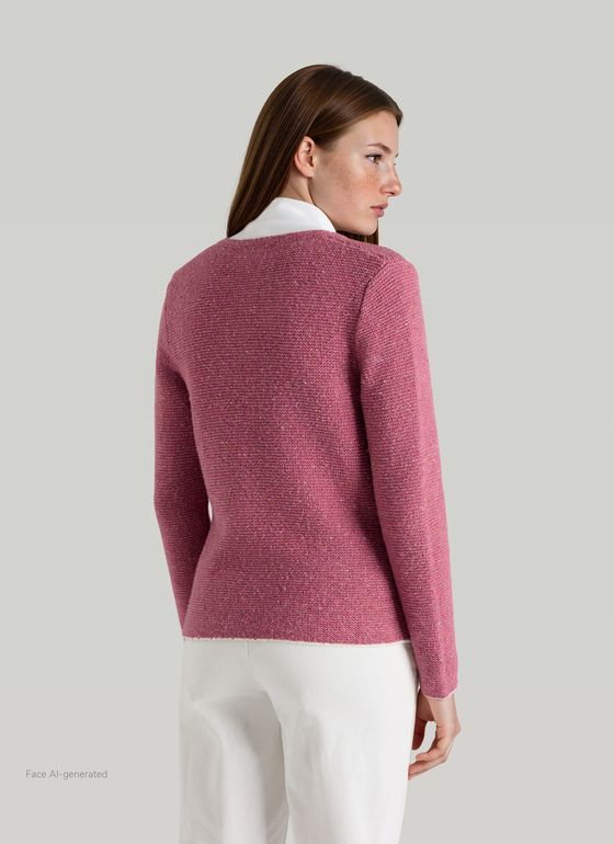 Strickjacke 1/1 Arm Peony Red Frontansicht
