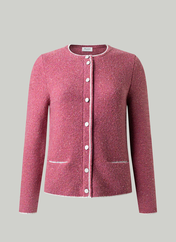 Strickjacke 1/1 Arm Peony Red Frontansicht
