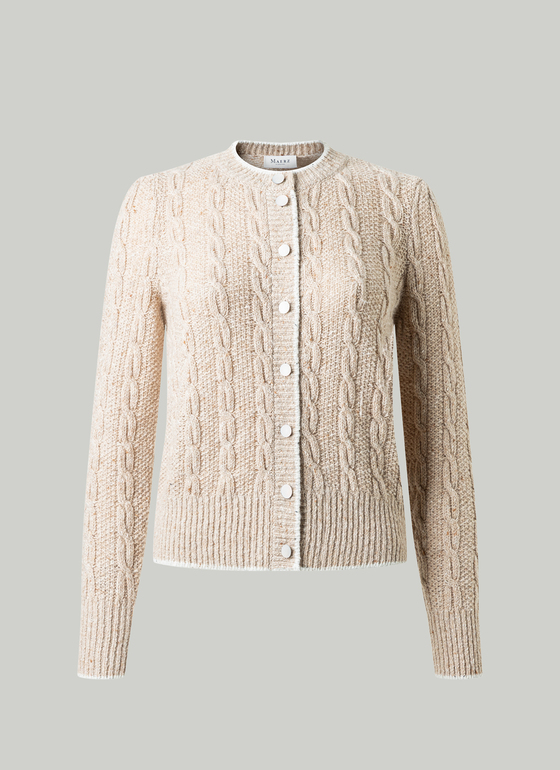 Strickjacke Knopf 1/1 Arm Frosted Dune Frontansicht