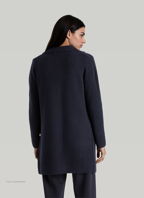Strickjacke 1/1 Arm Navy Frontansicht