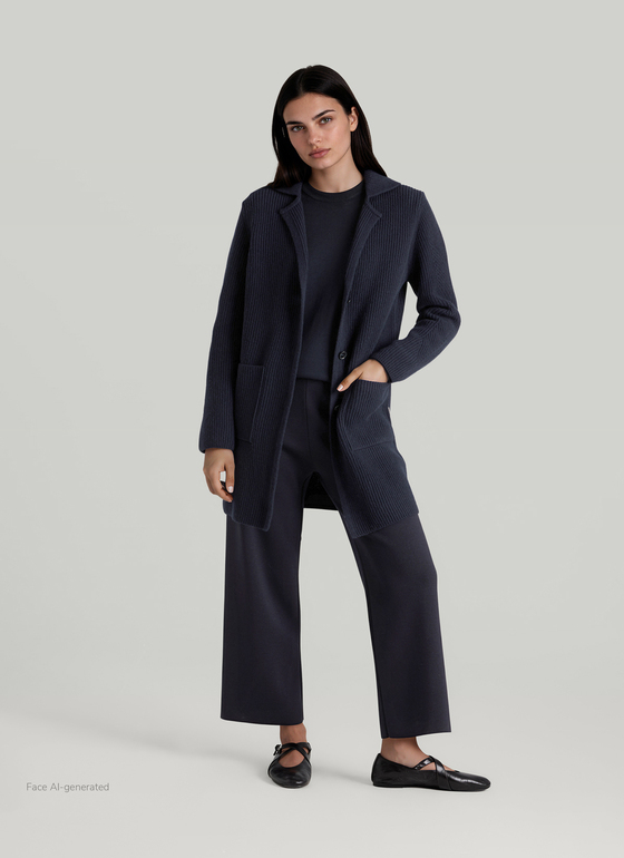 Strickjacke 1/1 Arm Navy Frontansicht