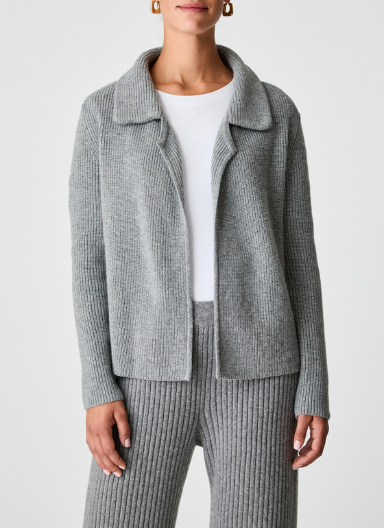 Strickjacke 1/1 Arm Granite Grey Frontansicht