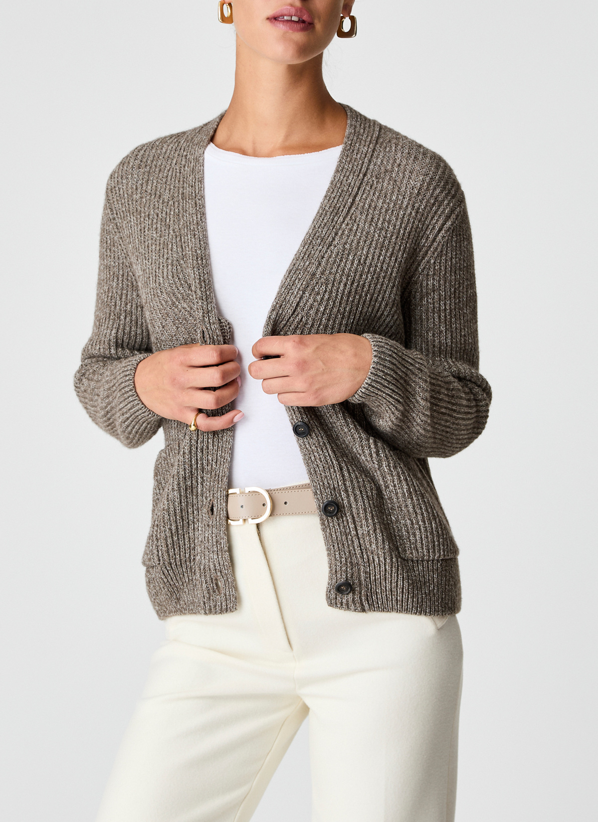 Strick Cardigan 1/1 Arm, Twig Frontansicht