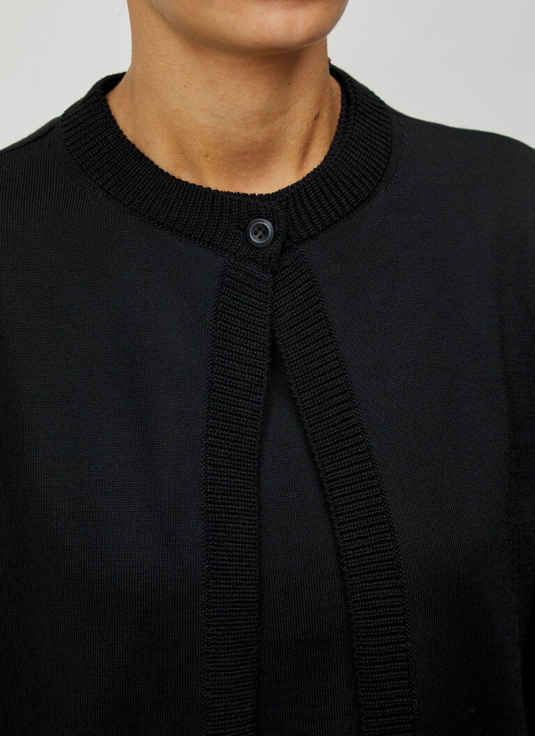 Strickjacke Knopf 1/1 Arm, Black Detailansicht 1