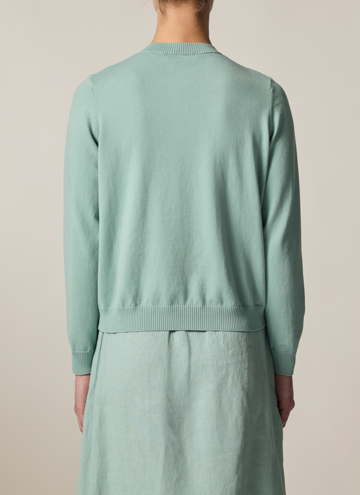 Strickjacke Knopf 1/1 Arm, Light Aqua Rückansicht