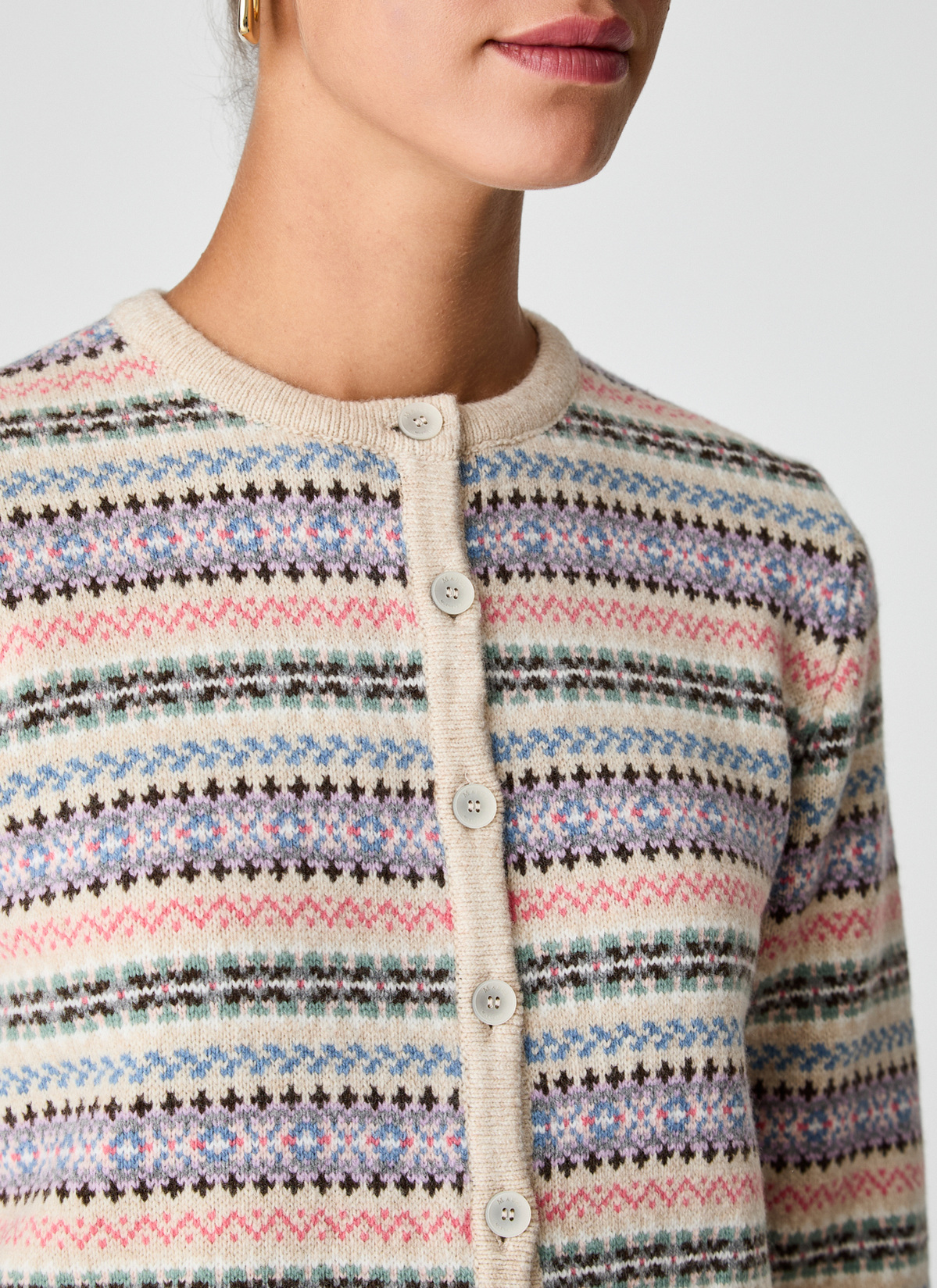 Strickjacke Knopf 1/1 Arm, Pearl Detailansicht 1