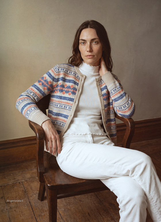 Strickjacke 1/1 Arm Frosted Dune Frontansicht