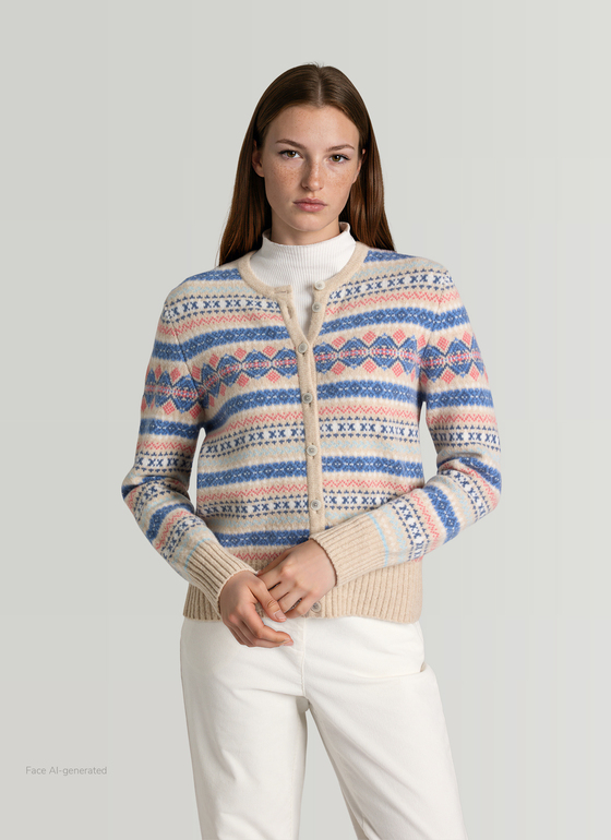 Strickjacke 1/1 Arm Frosted Dune Frontansicht