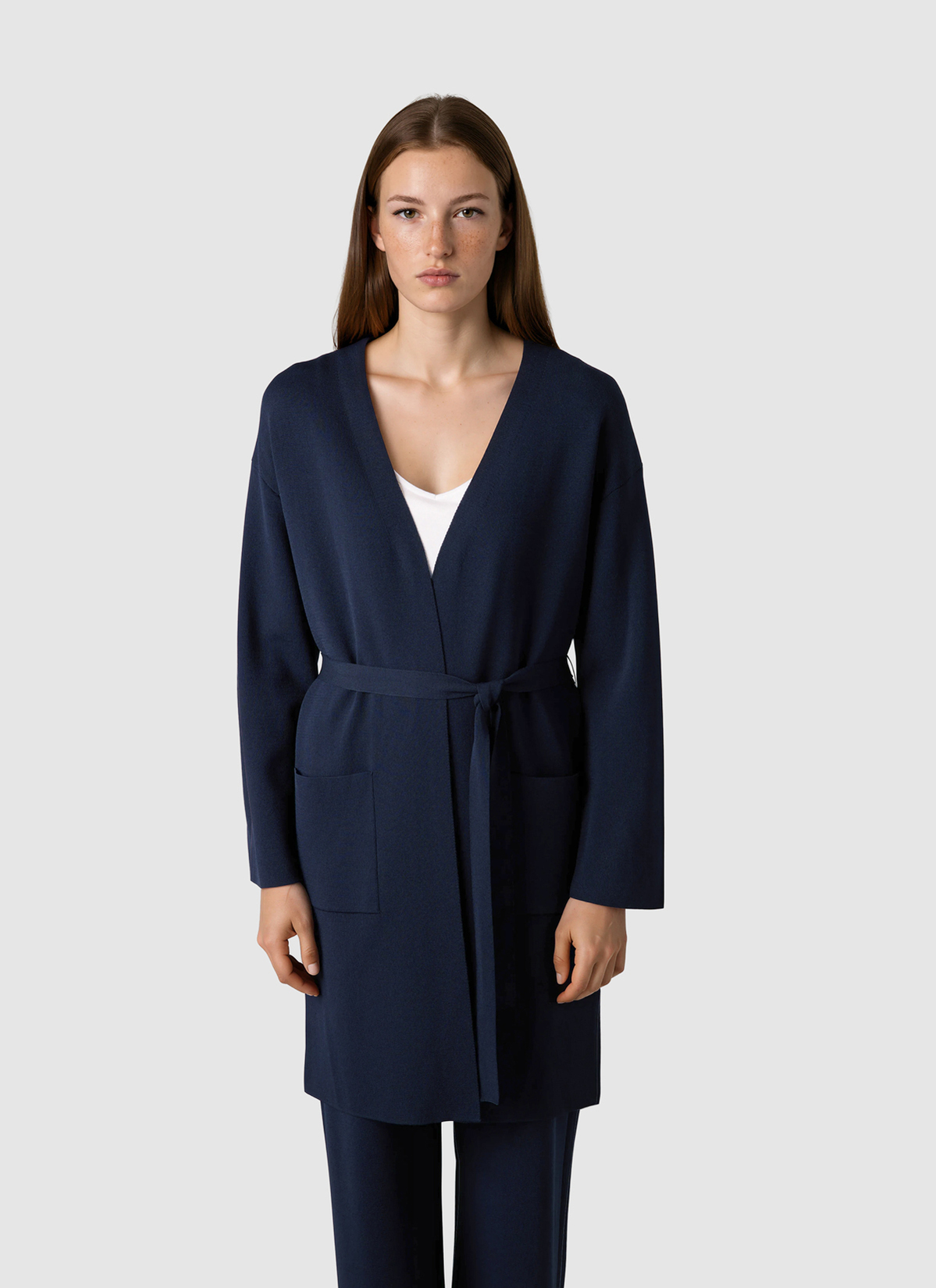 Strick Mantel, Navy Frontansicht