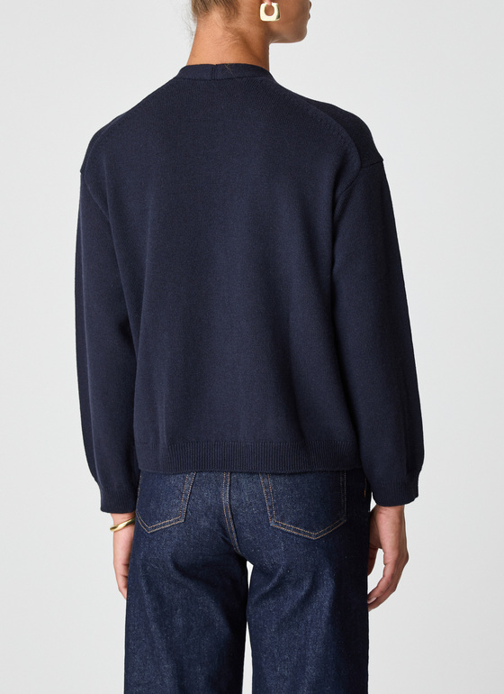 Strickjacke Navy Frontansicht