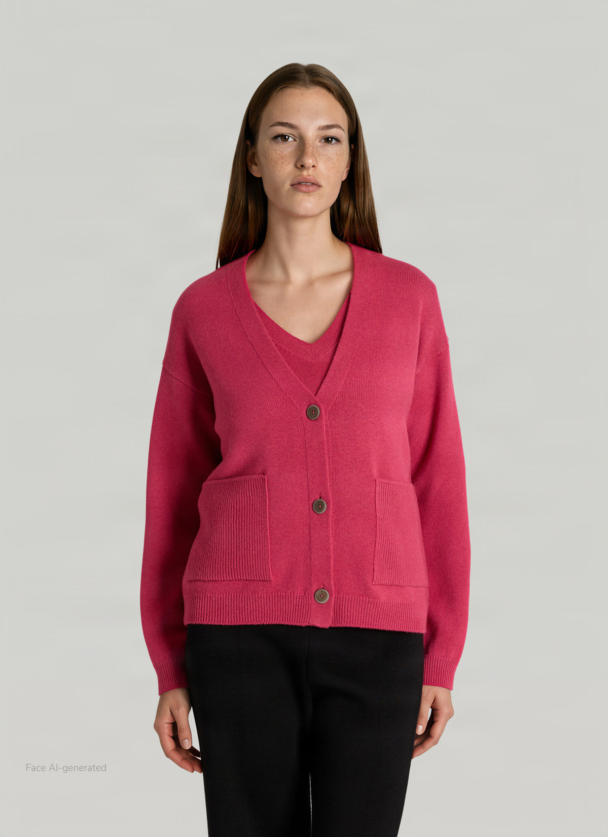 Strickjacke, Peony Red Frontansicht