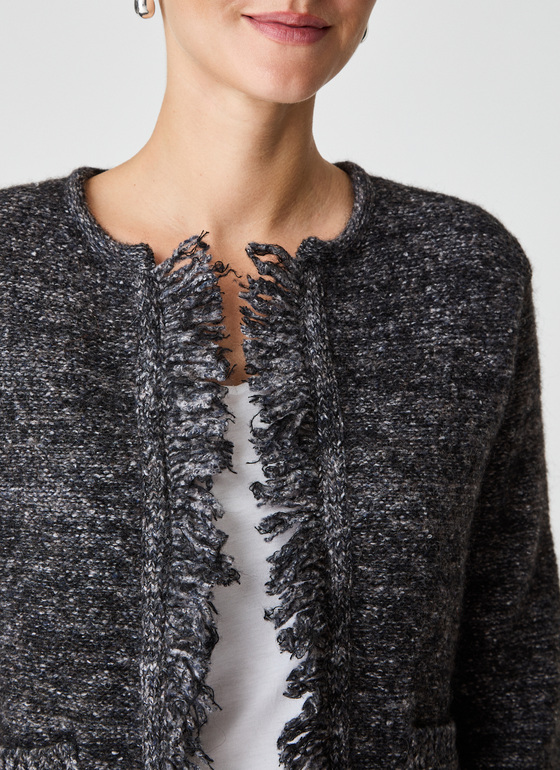Strickjacke 1/1 Arm Black Frontansicht