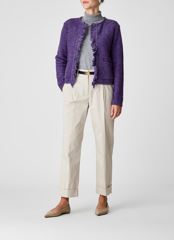 Strickjacke 1/1 Arm Mythical Violet Frontansicht