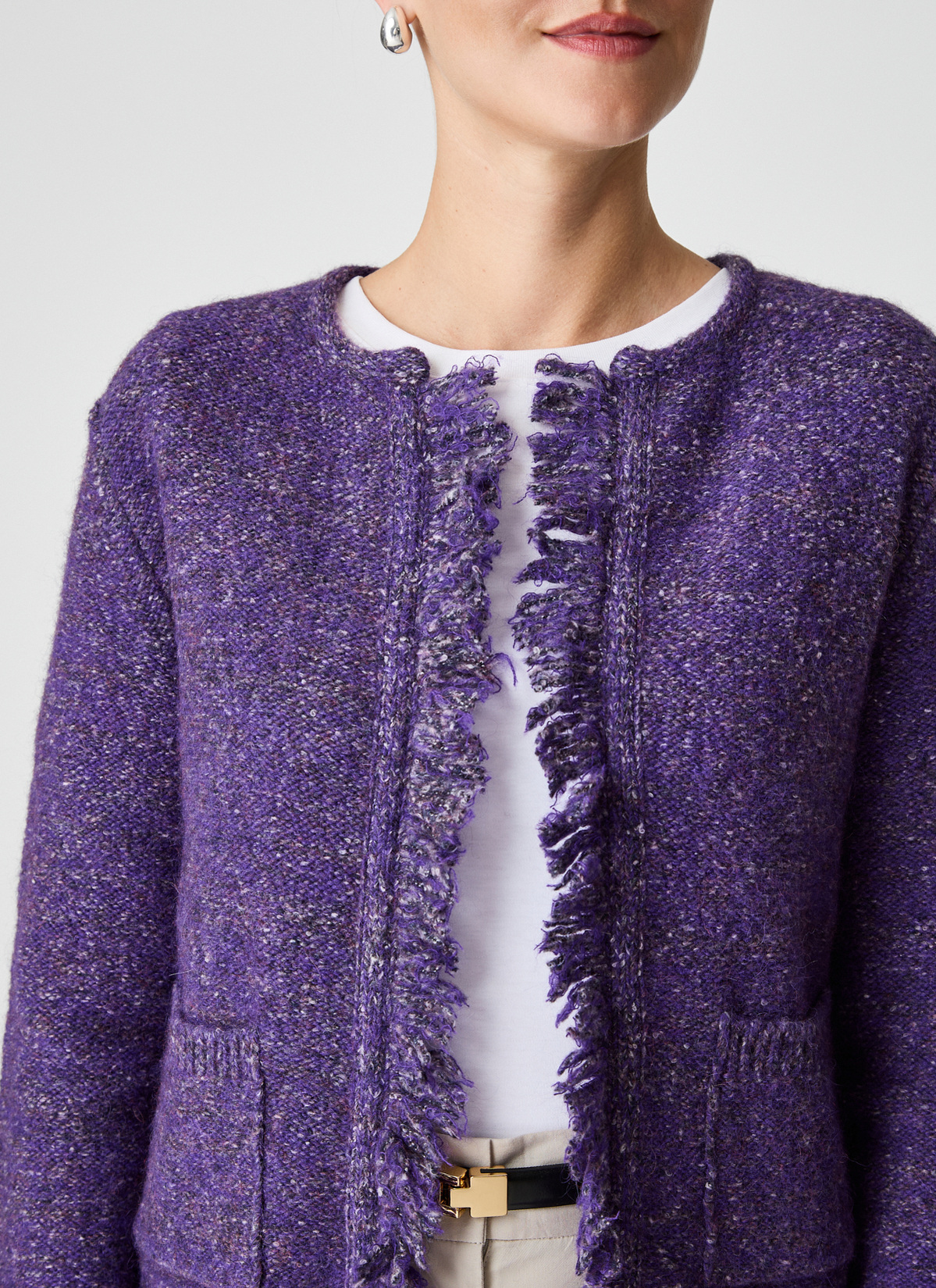 Strickjacke 1/1 Arm, Mythical Violet Detailansicht 2