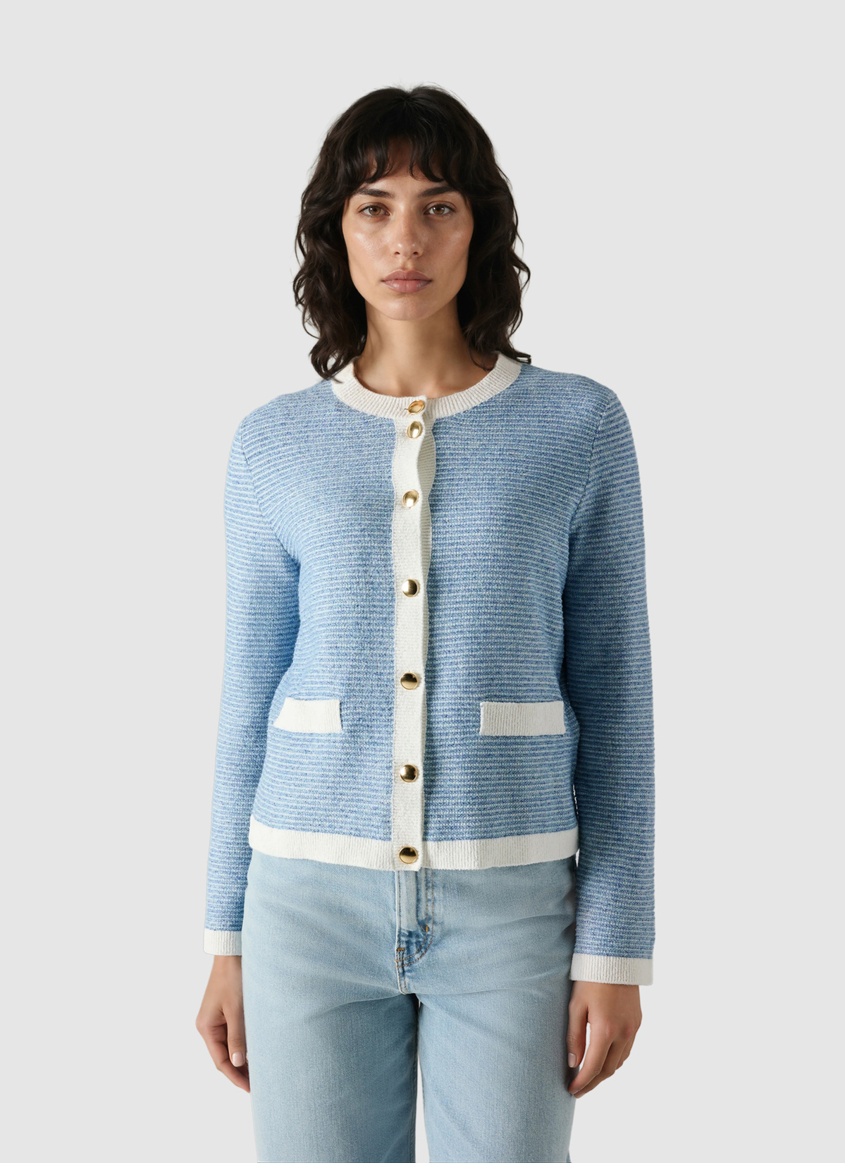 Strickjacke Knopf 1/1 Arm, Endless Sky Detailansicht 2