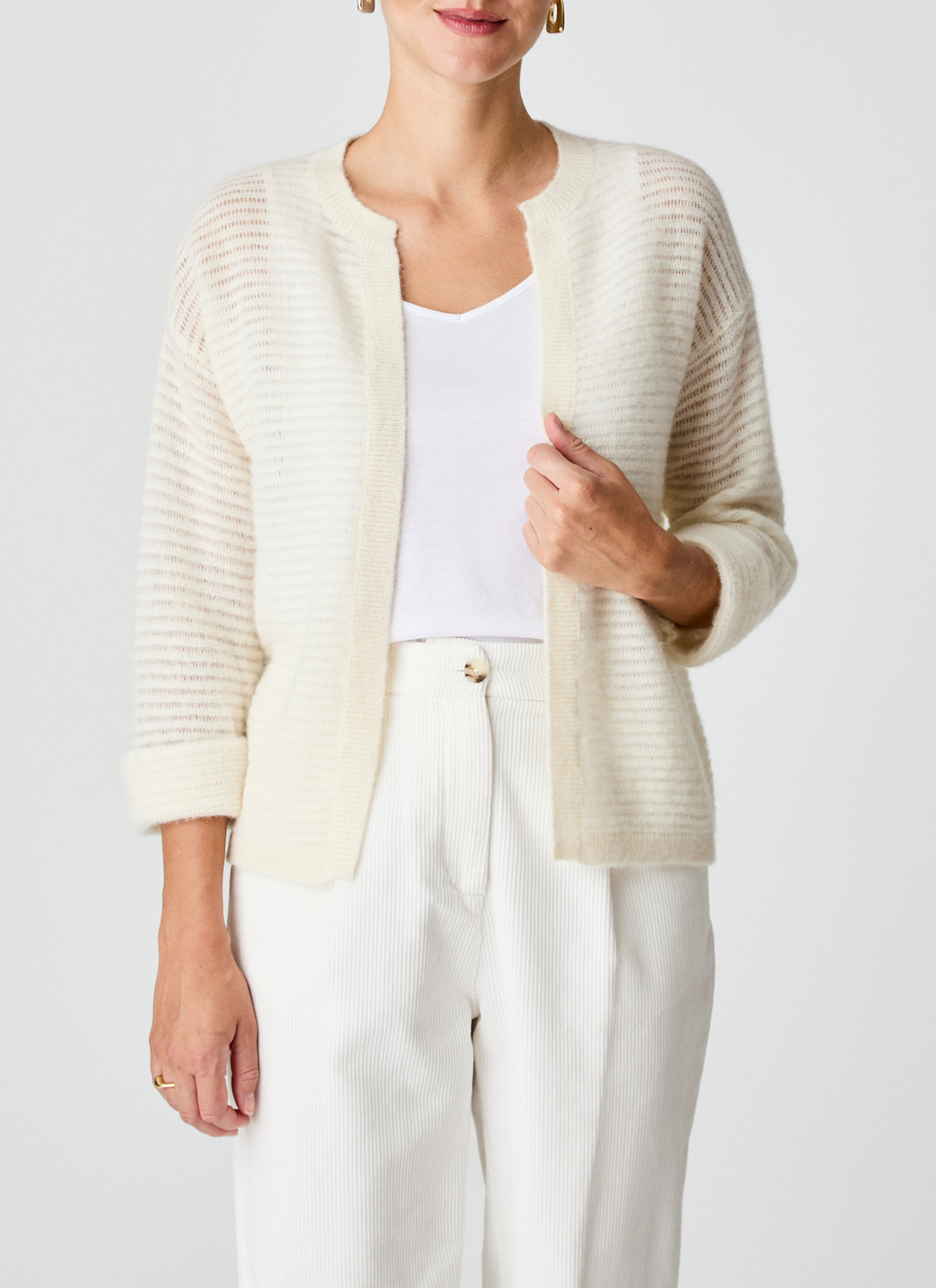 Strickjacke 1/1 Arm, New White Rückansicht