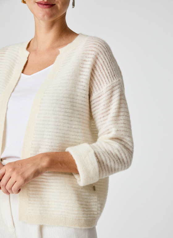 Strickjacke 1/1 Arm New White Frontansicht