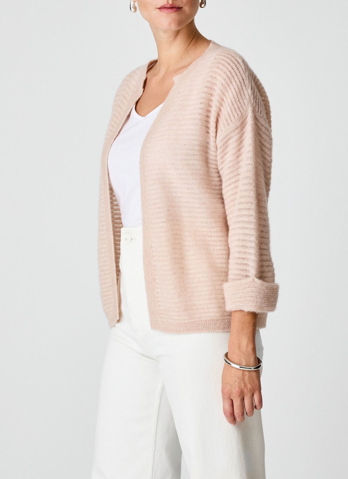 Strickjacke 1/1 Arm, Pastel Peach Detailansicht 1