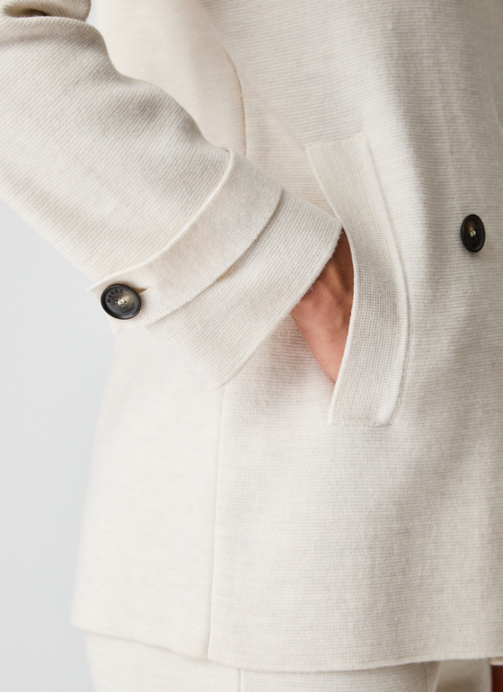 Strickjacke Knopf 1/1 Arm Off White Frontansicht