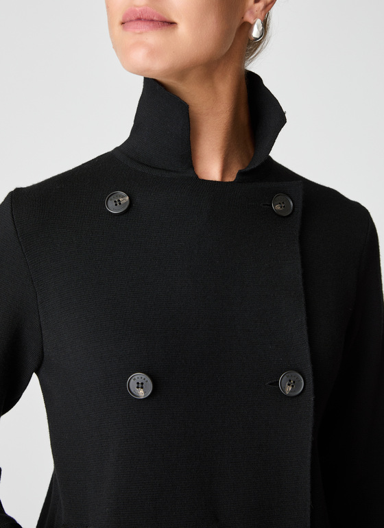 Strickjacke Knopf 1/1 Arm Black Frontansicht