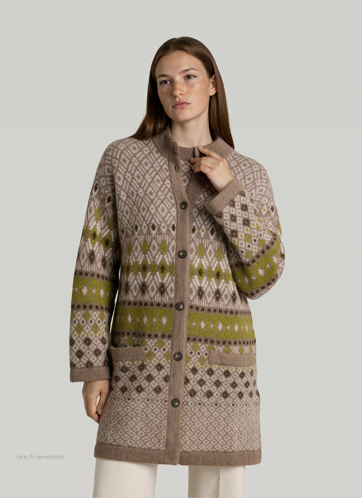 Strickjacke 1/1 Arm, Taupe Grey Detailansicht 2