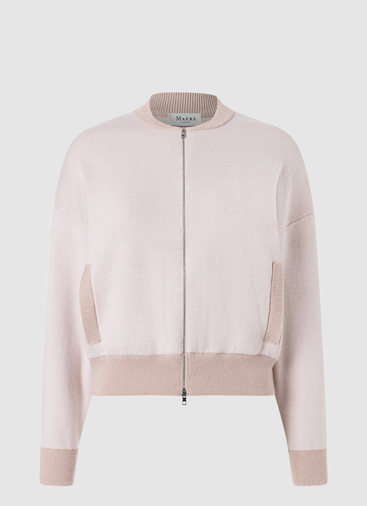 Strickjacke Zip 1/1 Arm, Sand 