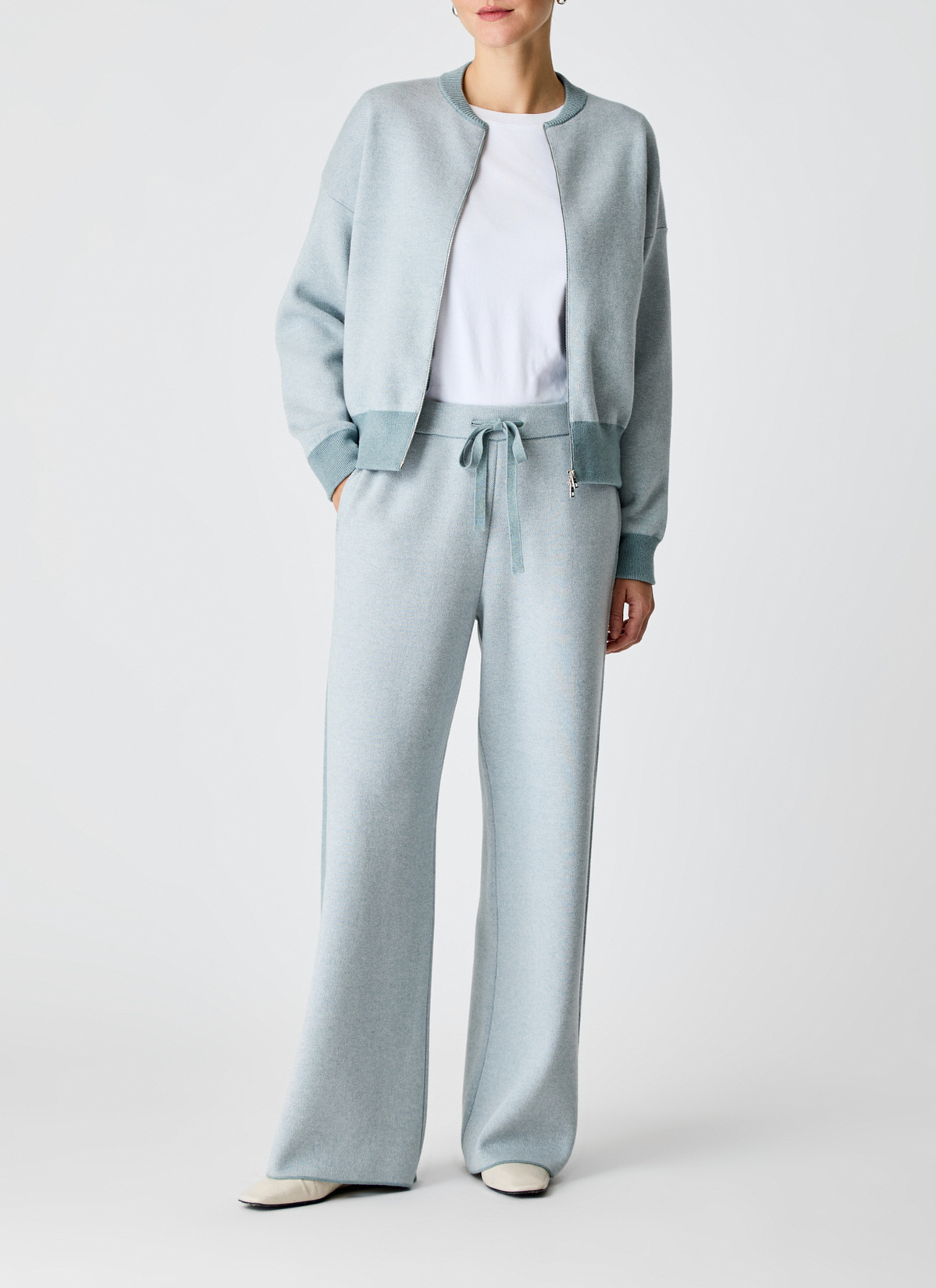 Strickjacke Zip 1/1 Arm, Lake Blue Detailansicht 1