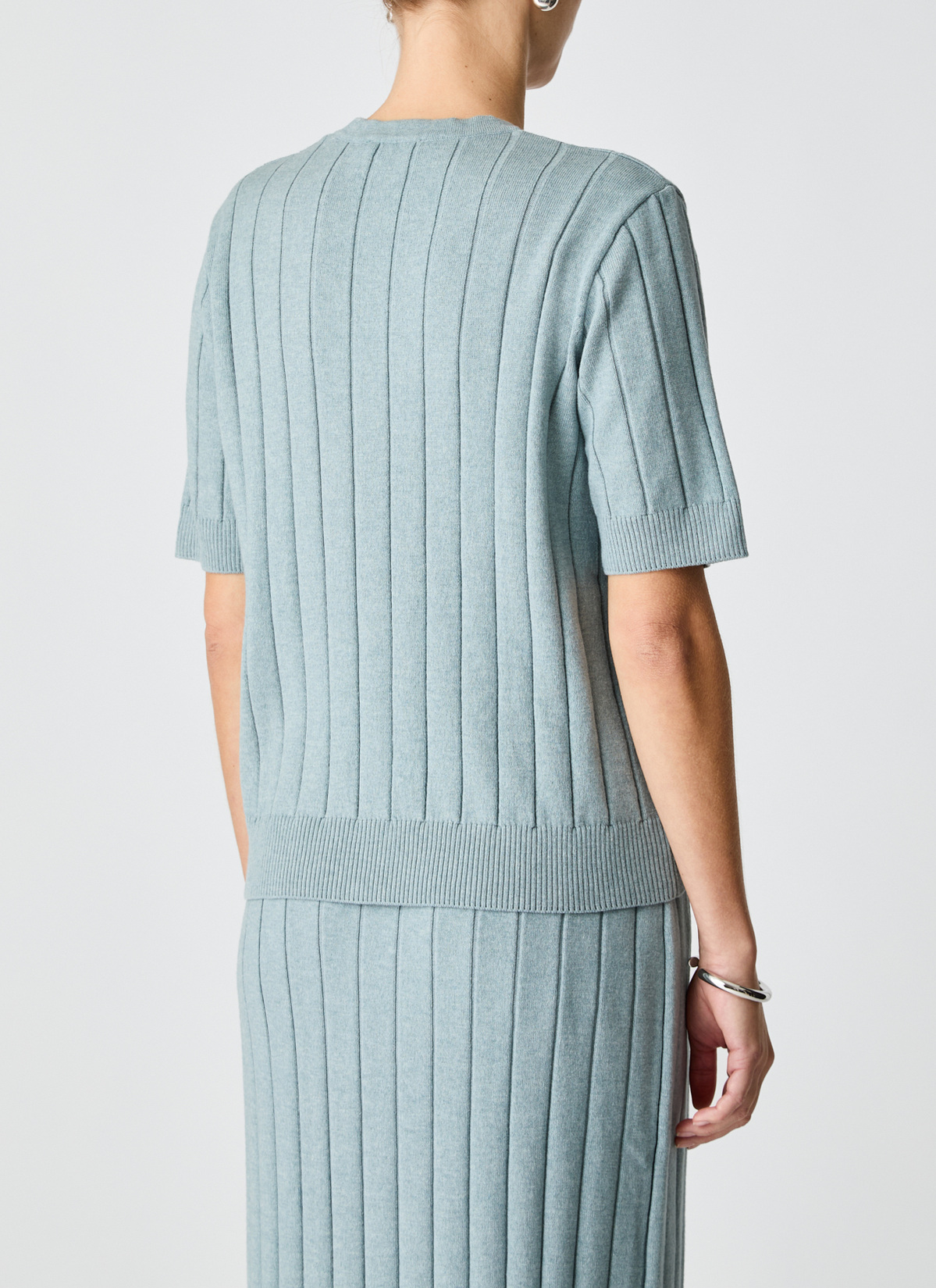 Strickjacke Knopf 1/1 Arm, Lake Blue Rückansicht