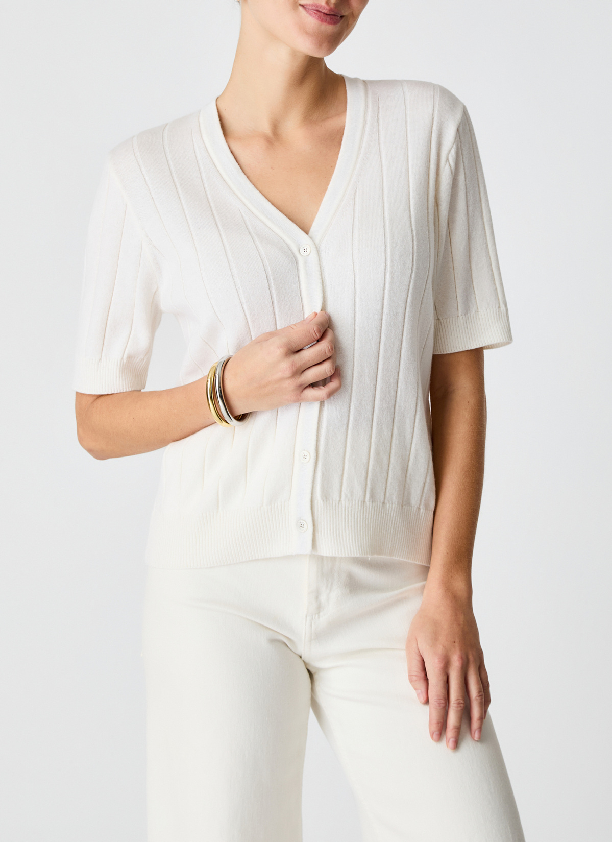 Strickjacke Knopf 1/1 Arm, Vanilla Ice Detailansicht 1