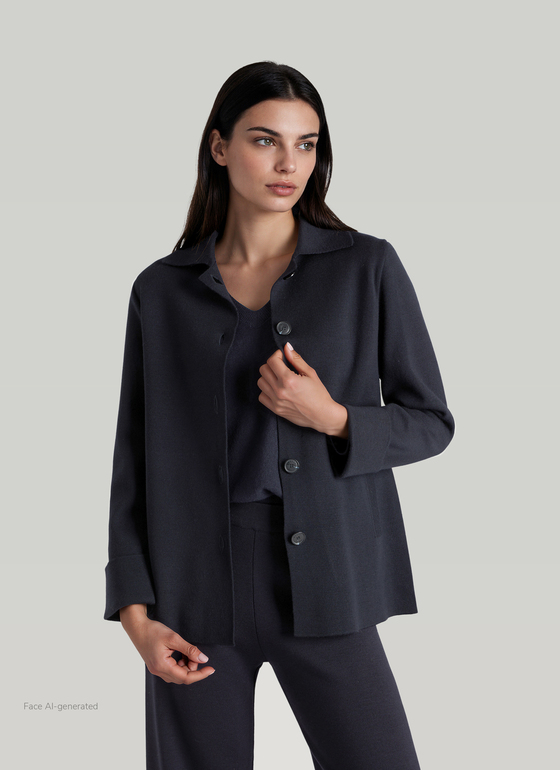 Strickjacke 1/1 Arm Navy Frontansicht