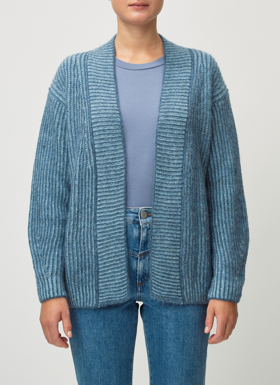 Strickjacke 1/1 Arm Whale Blue Frontansicht