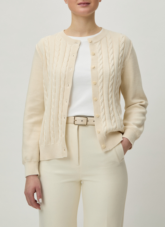 Cardigan  1/1 Arm White Chocolate Frontansicht