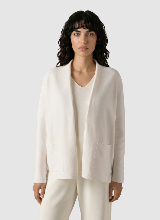 Strickjacke 1/1 Arm New White Frontansicht