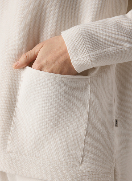 Strickjacke 1/1 Arm New White Frontansicht