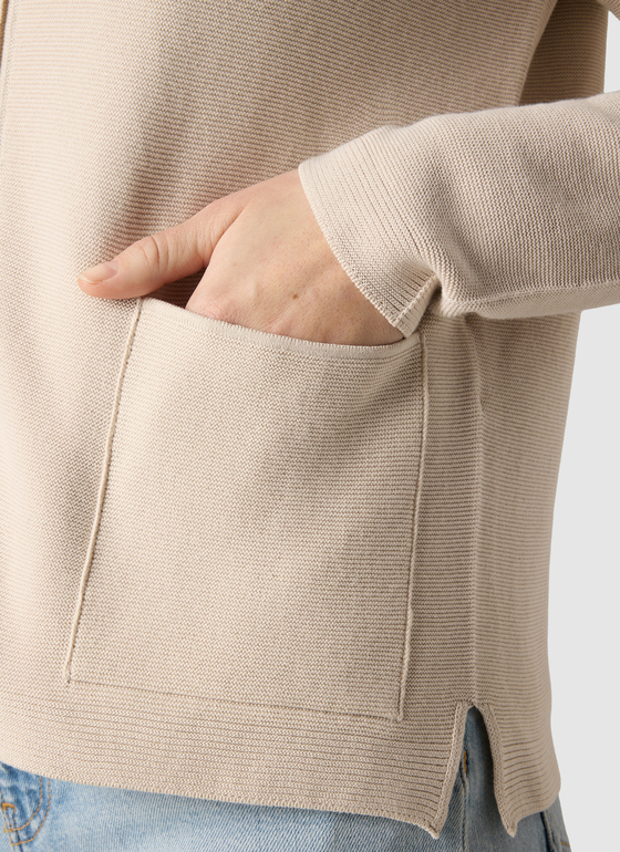 Strick Cardigan 1/1 Arm French Oak Frontansicht