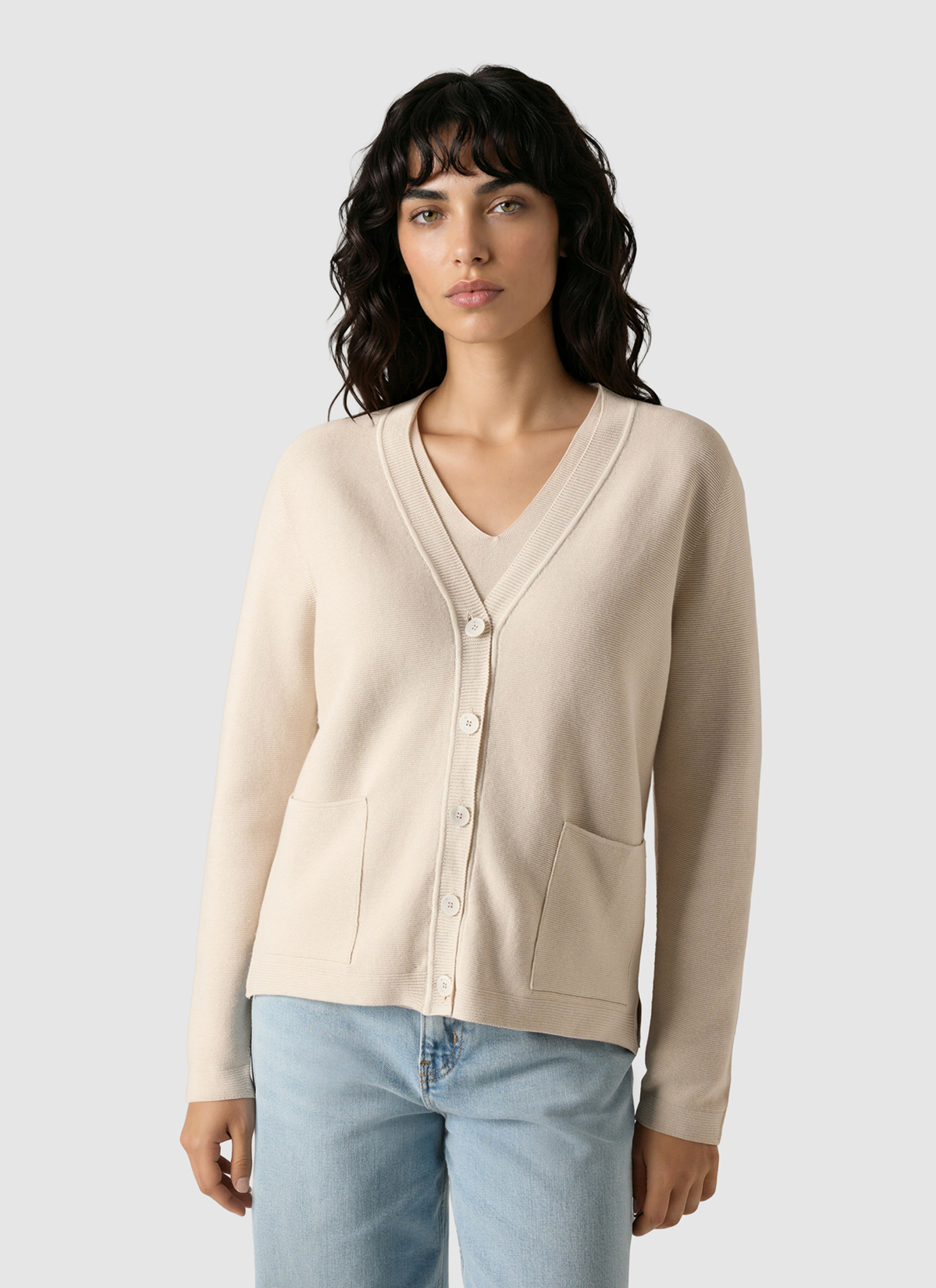 Strick Cardigan 1/1 Arm, French Oak Detailansicht 2