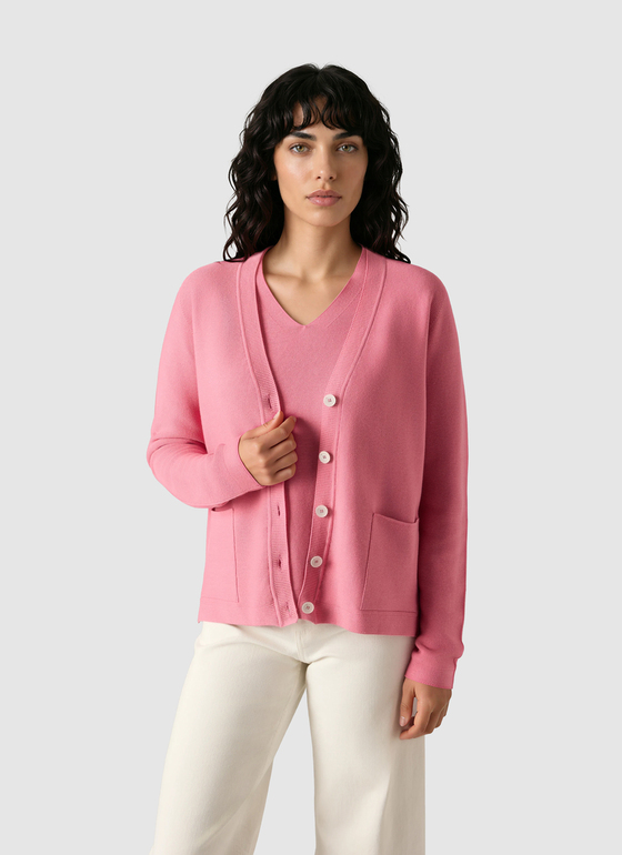 Strick Cardigan 1/1 Arm Chateau Rose Frontansicht